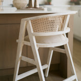 Tabitha Beige Fabric/Rattan Seat Blonde Wood Frame Counter Stool by Mercana at Eve Furniture