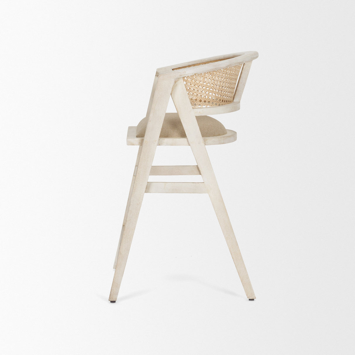 Tabitha Beige Fabric/Rattan Seat Blonde Wood Frame Counter Stool by Mercana at Eve Furniture