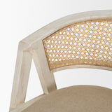Tabitha Beige Fabric/Rattan Seat Blonde Wood Frame Counter Stool by Mercana at Eve Furniture