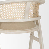 Tabitha Beige Fabric/Rattan Seat Blonde Wood Frame Counter Stool by Mercana at Eve Furniture