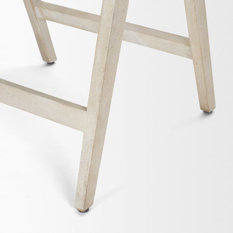 Tabitha Beige Fabric/Rattan Seat Blonde Wood Frame Counter Stool by Mercana at Eve Furniture