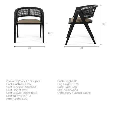 Tabitha I Black Wooden Frame Linen Wrap Seat Dining Chair by Mercana at Eve Furniture