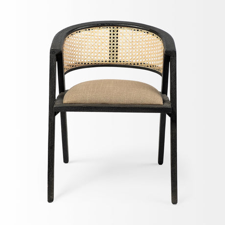 Tabitha I Black Wooden Frame Linen Wrap Seat Dining Chair by Mercana at Eve Furniture