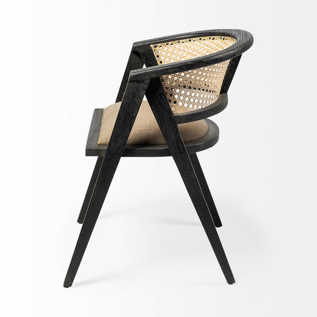 Tabitha I Black Wooden Frame Linen Wrap Seat Dining Chair by Mercana at Eve Furniture