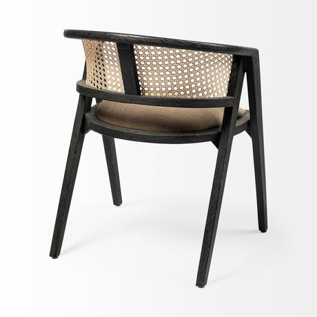 Tabitha I Black Wooden Frame Linen Wrap Seat Dining Chair by Mercana at Eve Furniture