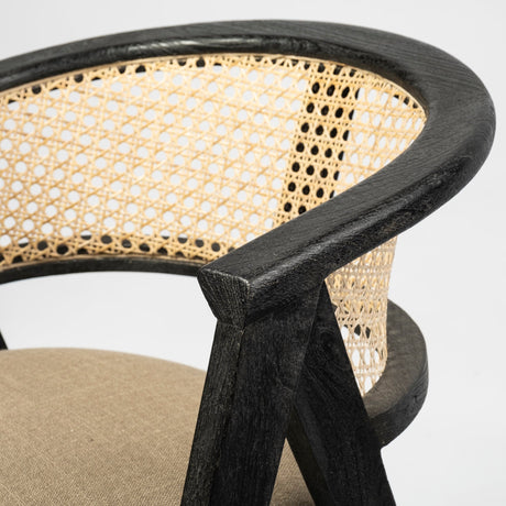 Tabitha I Black Wooden Frame Linen Wrap Seat Dining Chair by Mercana at Eve Furniture