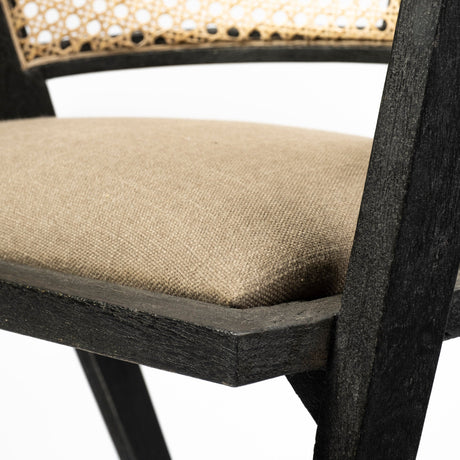 Tabitha I Black Wooden Frame Linen Wrap Seat Dining Chair by Mercana at Eve Furniture