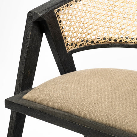 Tabitha I Black Wooden Frame Linen Wrap Seat Dining Chair by Mercana at Eve Furniture