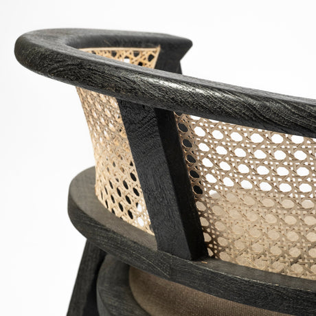 Tabitha I Black Wooden Frame Linen Wrap Seat Dining Chair by Mercana at Eve Furniture