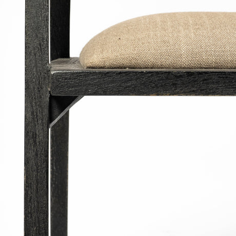 Tabitha I Black Wooden Frame Linen Wrap Seat Dining Chair by Mercana at Eve Furniture