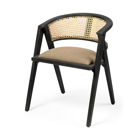 Tabitha I Black Wooden Frame Linen Wrap Seat Dining Chair by Mercana at Eve Furniture
