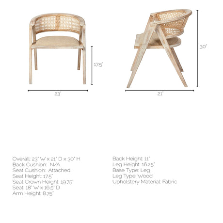 Tabitha I Blonde Wooden Frame 100% Polyester Seat Dining Chair by Mercana at Eve Furniture