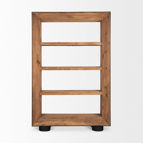 Tabor Natural Wood w/ Black Oak Frame Bookcase by Mercana at Eve Furniture