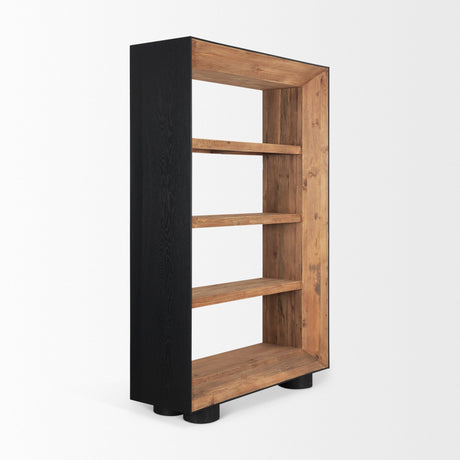 Tabor Natural Wood w/ Black Oak Frame Bookcase by Mercana at Eve Furniture