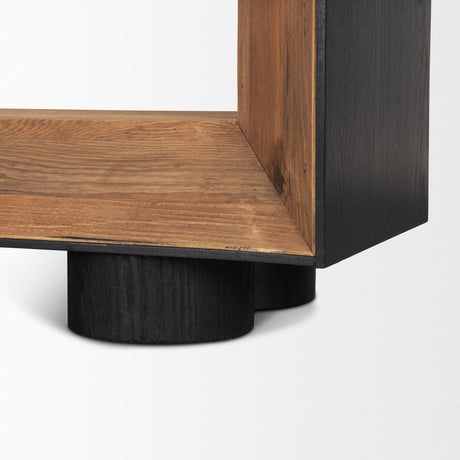 Tabor Natural Wood w/ Black Oak Frame Bookcase by Mercana at Eve Furniture