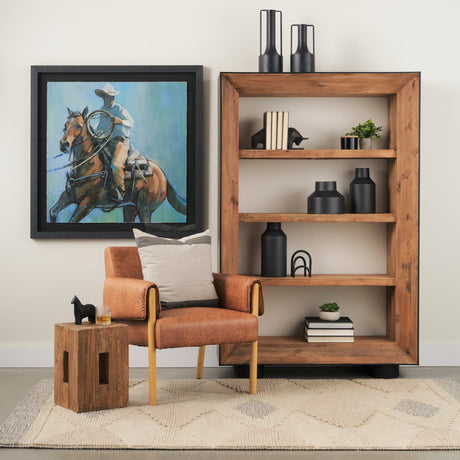 Tabor Natural Wood w/ Black Oak Frame Bookcase by Mercana at Eve Furniture