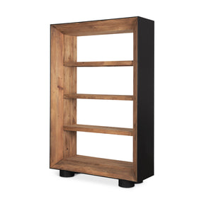 Tabor Natural Wood w/ Black Oak Frame Bookcase by Mercana at Eve Furniture