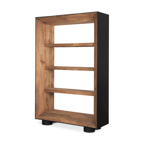 Tabor Natural Wood w/ Black Oak Frame Bookcase by Mercana at Eve Furniture