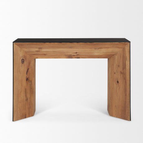 Tabor Natural Wood w/ Black Oak Waterfall Console Table by Mercana at Eve Furniture