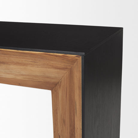 Tabor Natural Wood w/ Black Oak Waterfall Console Table by Mercana at Eve Furniture