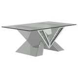 Taffeta Silver 2-Piece Mirrored Coffee and End Table Set by Coaster at Eve Furniture