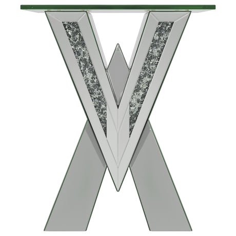 Taffeta Silver 2-Piece Mirrored Coffee and End Table Set by Coaster at Eve Furniture