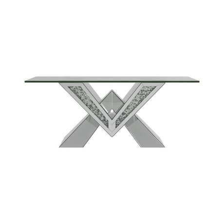 Taffeta Silver V-Shaped Coffee Table with Glass Top by Coaster at Eve Furniture