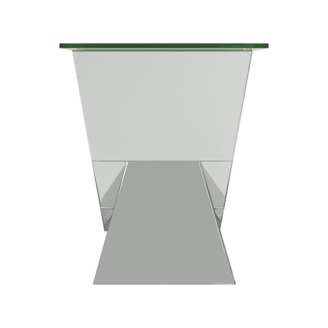 Taffeta Silver V-Shaped End Table with Glass Top by Coaster at Eve Furniture