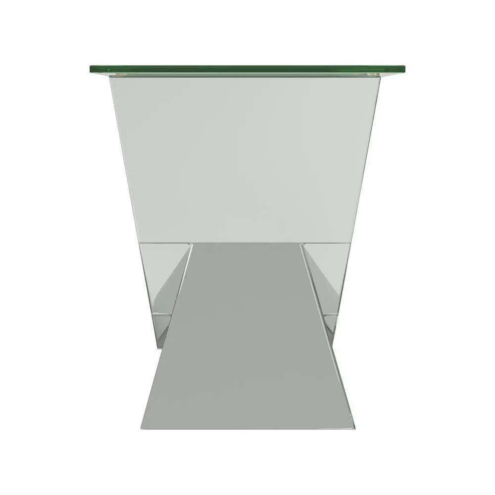 Taffeta Silver V-Shaped End Table with Glass Top by Coaster at Eve Furniture