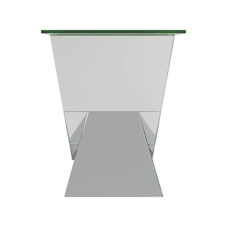 Taffeta Silver V-Shaped End Table with Glass Top by Coaster at Eve Furniture