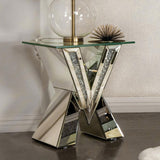 Taffeta Silver V-Shaped End Table with Glass Top by Coaster at Eve Furniture