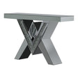 Taffeta Silver V-Shaped Sofa Table with Glass Top by Coaster at Eve Furniture