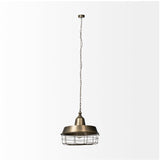 Tahla 14x 14.5 Gold Toned Metal Cage Pendant Light by Mercana at Eve Furniture