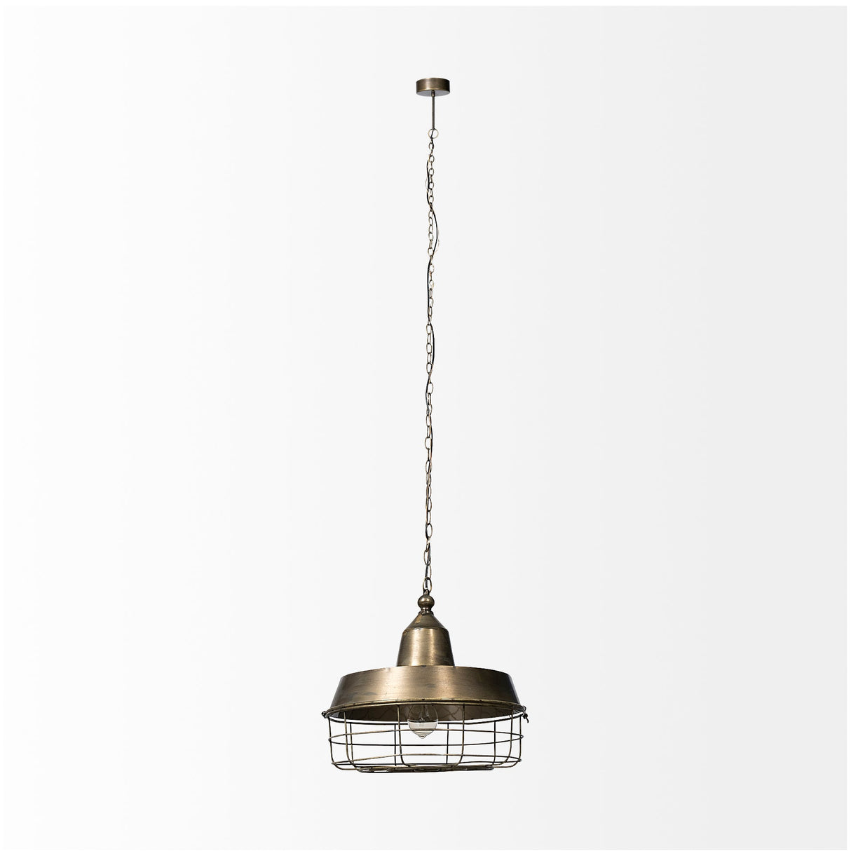 Tahla Gold Toned Metal Cage Pendant Light by Mercana at Eve Furniture