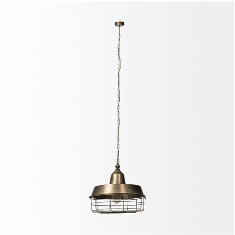 Tahla Gold Toned Metal Cage Pendant Light by Mercana at Eve Furniture