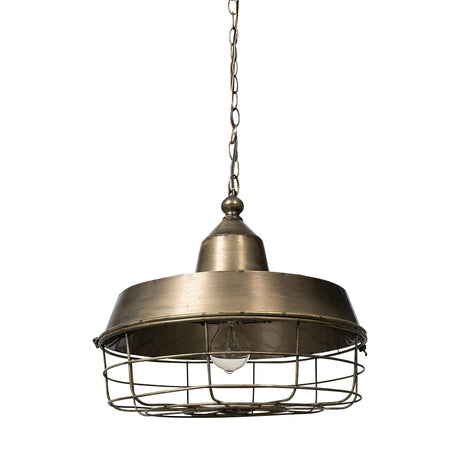 Tahla Gold Toned Metal Cage Pendant Light by Mercana at Eve Furniture