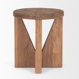 Tahlia Round Natural Brown Wood w/ Angled Legs Stool by Mercana at Eve Furniture