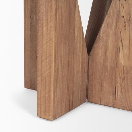 Tahlia Round Natural Brown Wood w/ Angled Legs Stool by Mercana at Eve Furniture