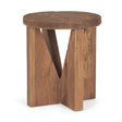 Tahlia Round Natural Brown Wood w/ Angled Legs Stool by Mercana at Eve Furniture