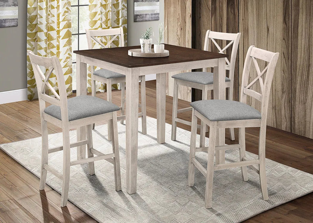 Tahoe Antique White 5-Piece Counter Height Set by Happy Homes at Eve Furniture