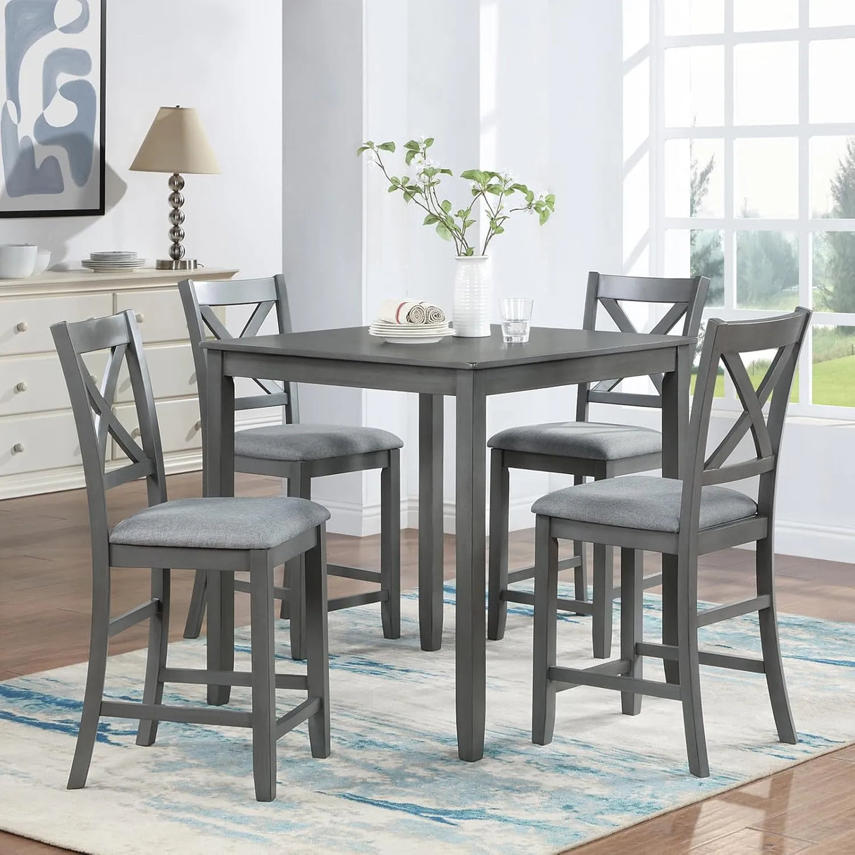 Tahoe Gray 5-Piece Counter Height Set by Happy Homes at Eve Furniture