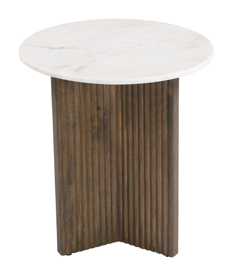 Tailo White & Brass Side Table by Zuomod at Eve Furniture