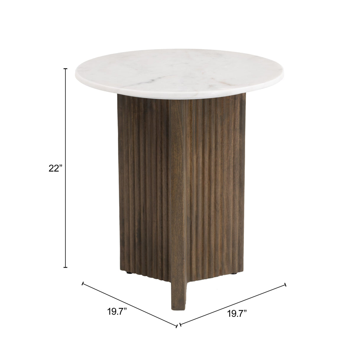 Tailo White & Brass Side Table by Zuomod at Eve Furniture