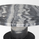 Taite Solid Dark Gray Marble Pedestal Accent Table by Mercana at Eve Furniture