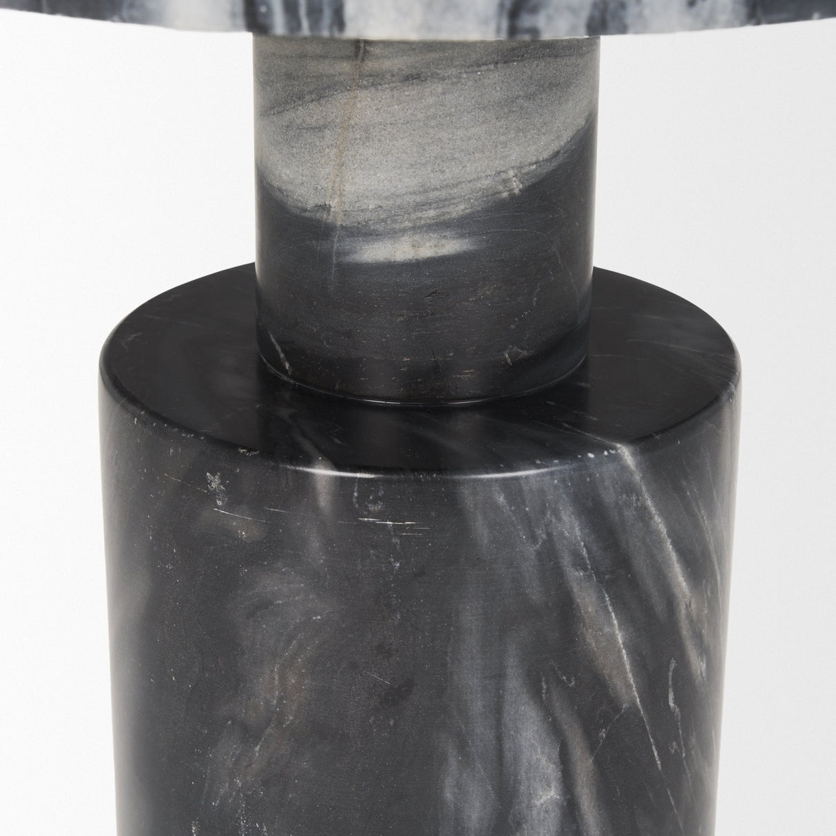 Taite Solid Dark Gray Marble Pedestal Accent Table by Mercana at Eve Furniture