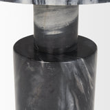 Taite Solid Dark Gray Marble Pedestal Accent Table by Mercana at Eve Furniture