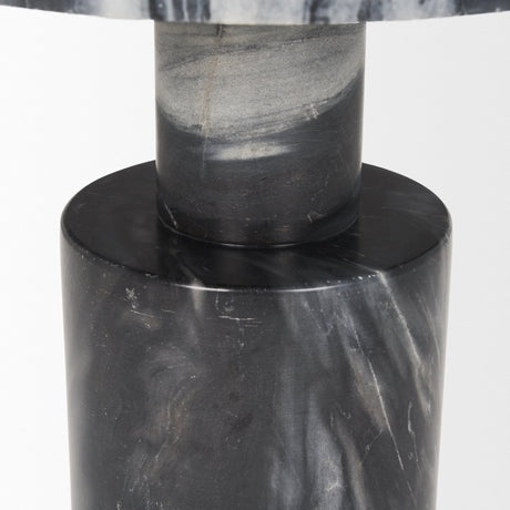 Taite Solid Dark Gray Marble Pedestal Accent Table by Mercana at Eve Furniture