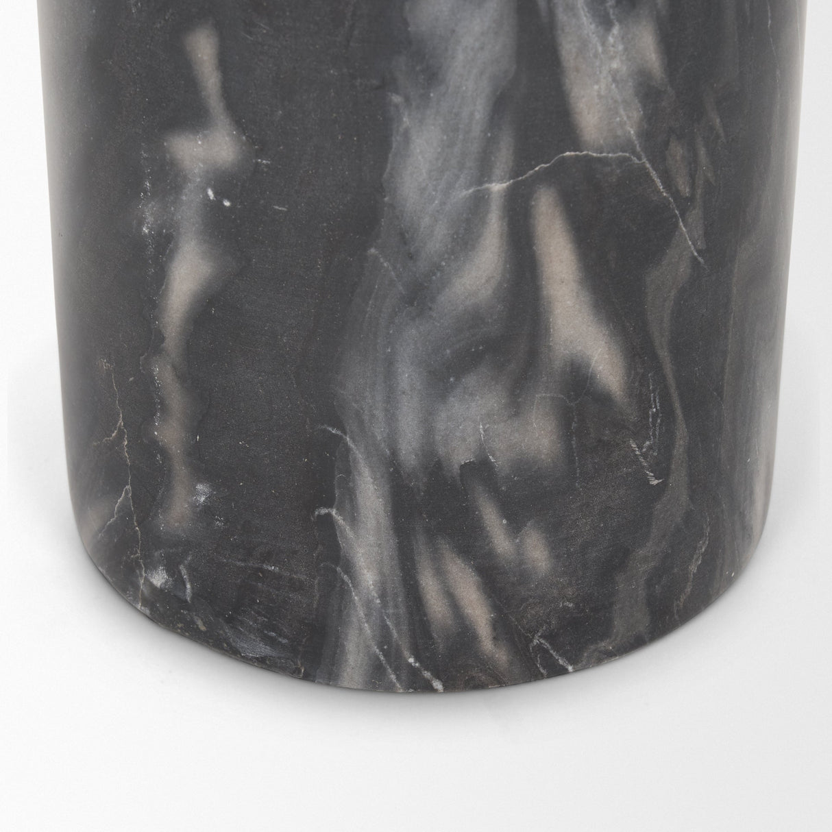 Taite Solid Dark Gray Marble Pedestal Accent Table by Mercana at Eve Furniture