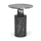Taite Solid Dark Gray Marble Pedestal Accent Table by Mercana at Eve Furniture