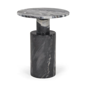 Taite Solid Dark Gray Marble Pedestal Accent Table by Mercana at Eve Furniture